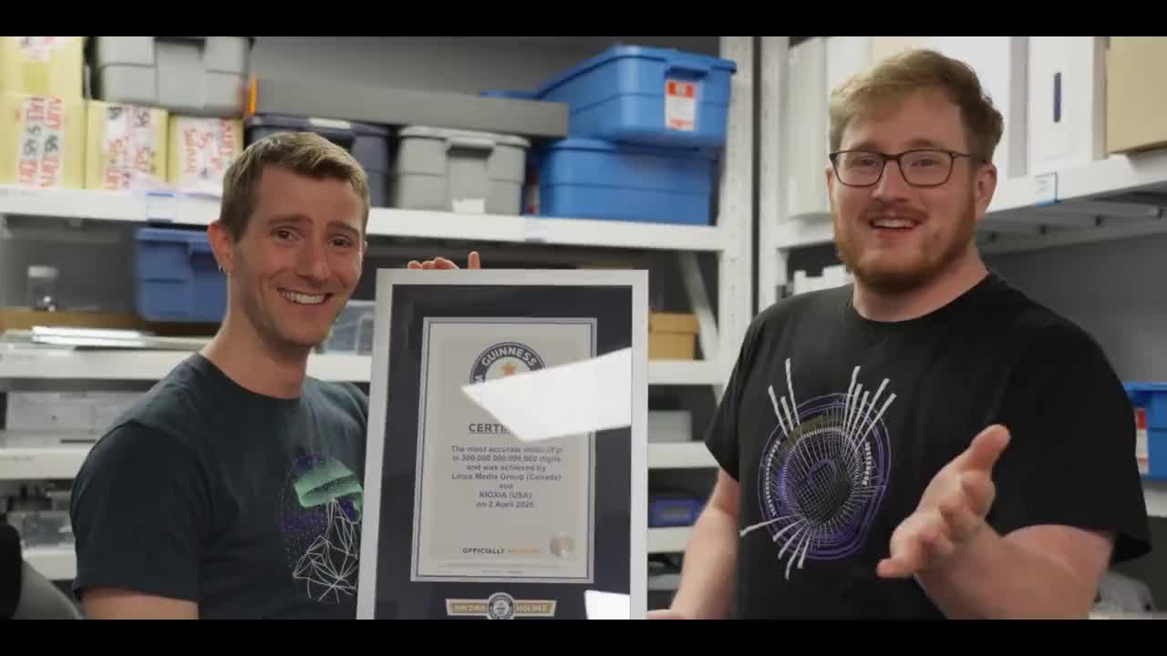 Linus Tech Tips устанавливает новый рекорд по вычислению числа Пи, достигнув 300 квинтиллионов знаков