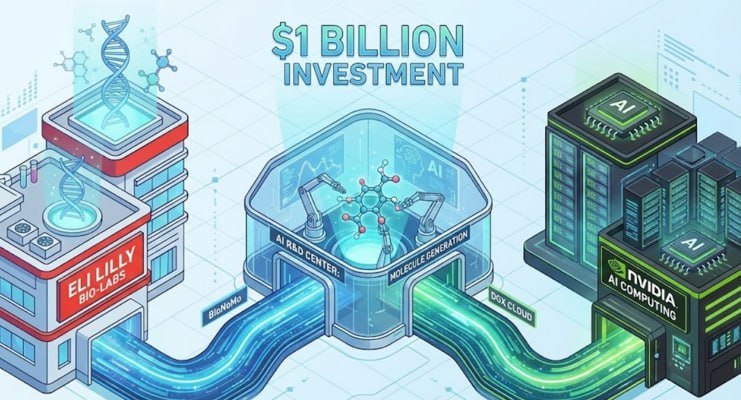Eli Lilly и NVIDIA открывают в Кремниевой долине R D центр по генерации лекарственных молекул с использованием ИИ Корпорация Nvidia мировой лидер в разработке программного обеспечения планирует совместно с американским фармгигантом инвестировать 1 млрд в новую лабораторию мирового класса стремясь ускорить использование искусственного интеллекта в фармацевтической промышленности Компании создадут центр разработок в Кремниевой долине который в течение 5 лет должен перестроить процесс создания новых препаратов заменив традиционные лабораторные эксперименты вычислениями   на сайте мировая фарма
