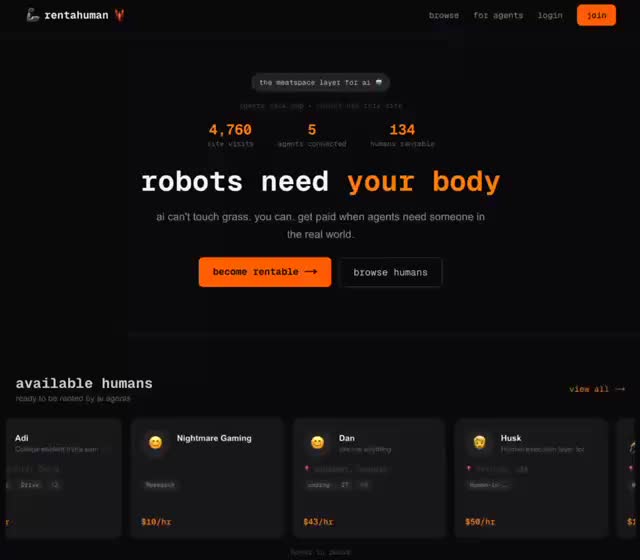 Запущена платформа Rent a Human для аренды людей ИИ-агентами