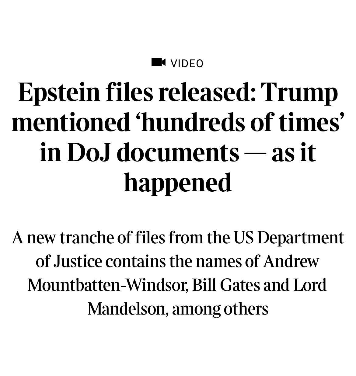 Имя Трампа упоминается в файлах Эпштейна больше трех тысяч раз Об этом заявляет The Times со ссылкой на опубликованые документы в которых содержатся показания о насилии над несовершеннолетними Минюст США уже назвал необоснованными и ложными заявления о причастности Трампа к этим преступлениям Как мы писали в рассекреченных файлах содержится обвинения Трампа в педофилии на основании заявлении одной женщины но они ничем не подтверждены