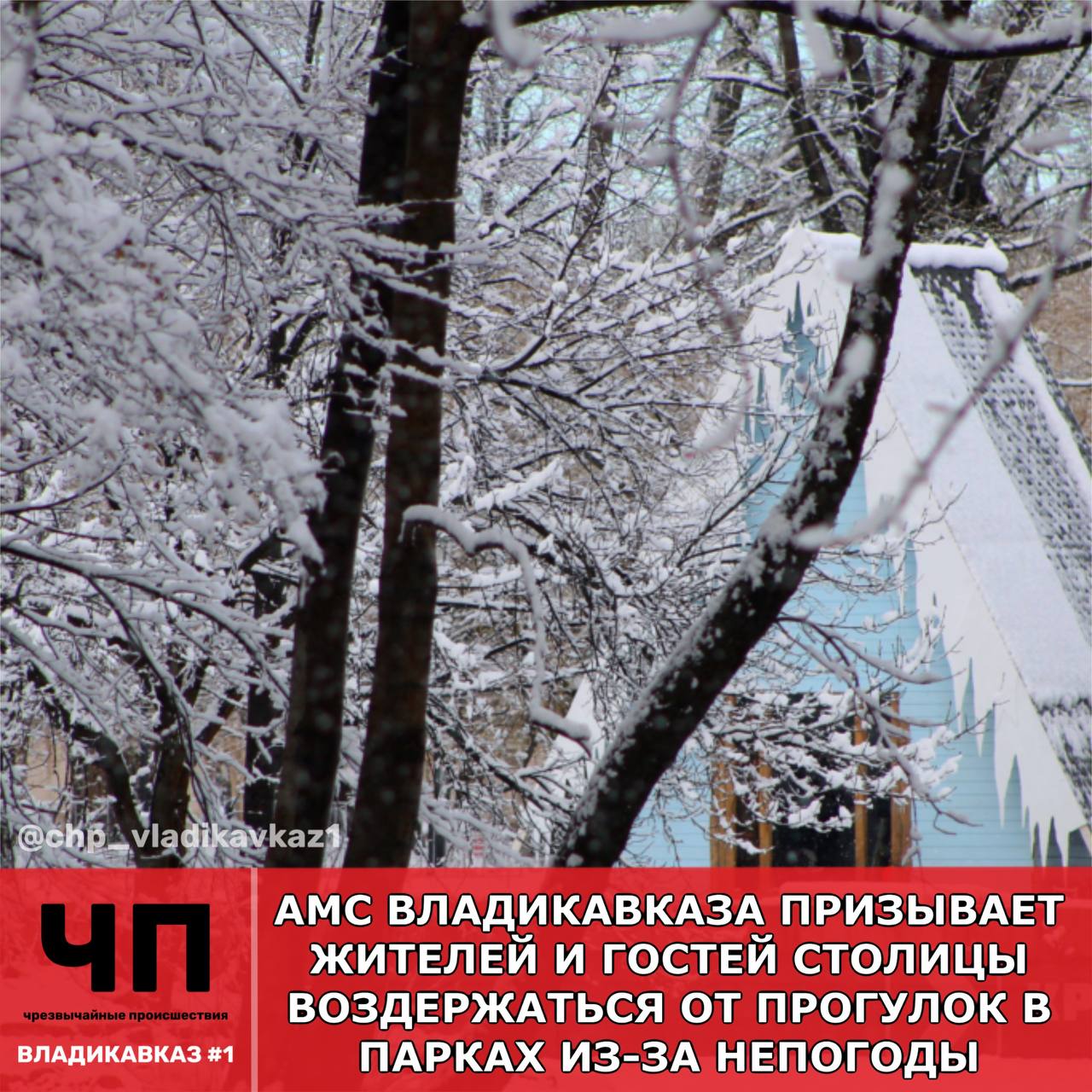 «Агрессивный» снег продолжает агрессировать, и теперь угрожает местным жителям, создавая опасность обрушения деревьев в парковых зонах из-за тяжести налипших осадков.  «По сообщению «ВладЛесЭкология» несколько деревьев повалено в парках «Нартон» и «Дендрарий». Упавшие деревья есть и на территории города. С раннего утра поваленные деревья убирают сотрудники специализированных служб.  … .   Убедительная просьба воздержаться от поездок и прогулок в городских скверах, парках и лесных массивах!», – пишет пресс-служба АМС Владикавказа.  При этом ситуация в самой столице Владикавказа мэрию устраивает. Реки грязного, подтаявшего снега везде – на тротуарах, проезжих частях дорог – видимо, никакой опасности не создают. Так же, как и провода, провисшие под тяжестью снега, до самой земли. Что уж говорить о неработающих светофорах? Нет, самая главная угроза таится, конечно же, в парках…  Кстати, может, чиновники подскажут, как добраться до этих самых парков и скверов, оставшись при этом сухим, чистым и с хорошим настроением?  Напомним, ранее замглавы администрации Владикавказа Зураб Дзоблаев на заседании парламента республики заявил, что в городе «выпал агрессивный снег, но городские дорожные службы справляются».  Крылья ТВ