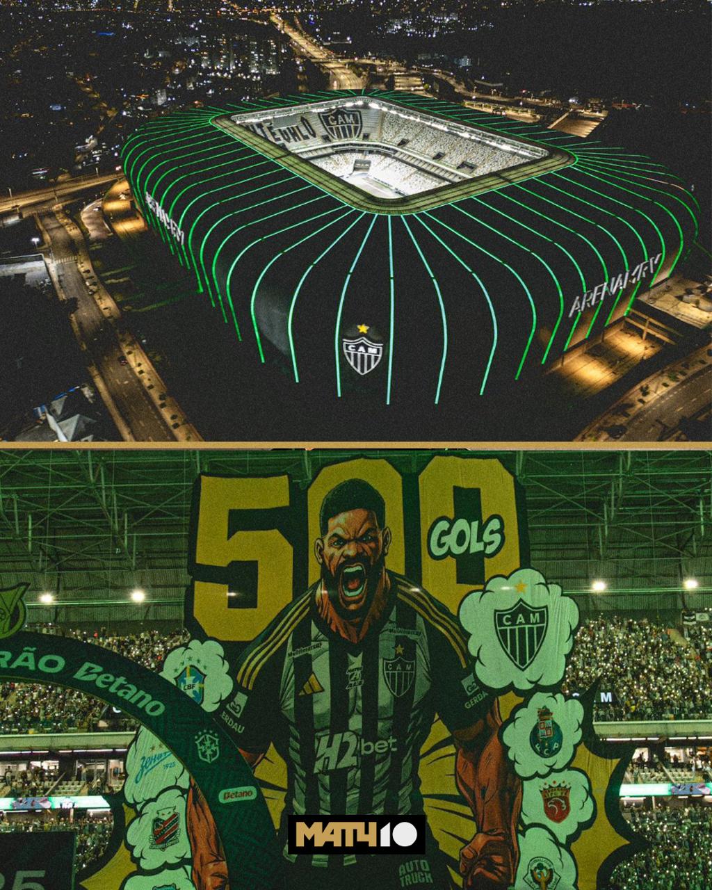 Атлетико Минейро поздравил Халка с 500 голом в карьере Недавно игрок пробил важную отметку По такому случаю клуб устроил масштабный перфоманс сделал баннер и окрасил стадион в зеленый цвет Величие по бразильски Невероятная красота Match TV