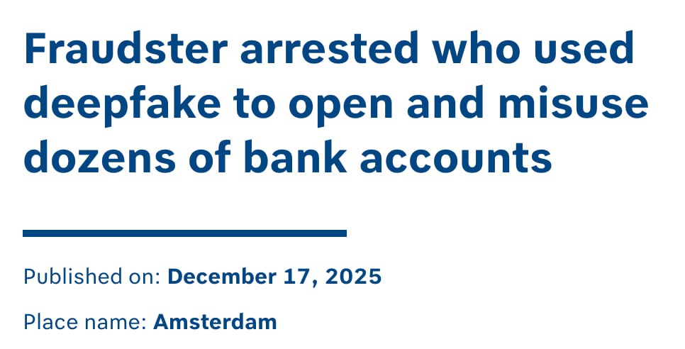 В Нидерландах арестовали мошенника открывшего 46 счетов с помощью дипфейков Житель Нидерландов использовал дипфейки для открытия 46 банковских счетов на чужие имена Злоумышленник сканировал паспорта от тех кто интересовался арендой его квартиры Затем используя нейронные сети он изменял свое лицо чтобы пройти верификацию в банках Мошенника задержали случайно пограничники обнаружили у него множество пластиковых карт и заподозрили обман Берегите свои документы DeepTechNET Канал про тренды из мира IT технологий нейросетей и бизнеса