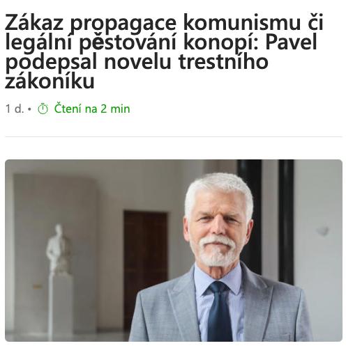 В Чехии частично легализовали марихуану. Президент Петр Павел подписал закон, разрешающий хранить до 100 г дома, до 25 г — с собой, а также выращивать до трёх кустов. За превышение — штраф или уголовное дело Прямой эфир