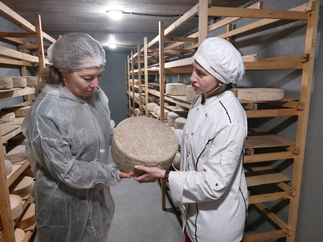 18 тонн сыра в год производят в ремесленной сыроварне "Сырник" с. Луговое Тюменского района  20 сортов из коровьего и козьего молока можно приобрести в магазинах и попробовать в ресторанах, на выставках.  "Производство началось в 2017 году с любви к молочному продукту и желания перемен в жизни двух коллег – Ирины Катерушиной и Натальи Сорокендя. Незнакомые ранее с пищевым производством, они изучали технологии в Европе, варили первые сыры дома. А уже летом 2019 года на окраине Лугового выросло небольшое производство с торговой точкой. Цех и хранилище построили по всем правилам сыродельческого искусства. В этом могут убедиться все желающие, ведь на предприятии проводят экскурсии. Это один из самых популярных туристических маршрутов в нашем районе: только в прошлом году в "Сырнике" побывало более 2000 человек", - рассказала глава района Ольга Зимина.   Сейчас сыроварня закупает молоко у фермеров Ялуторовского района.