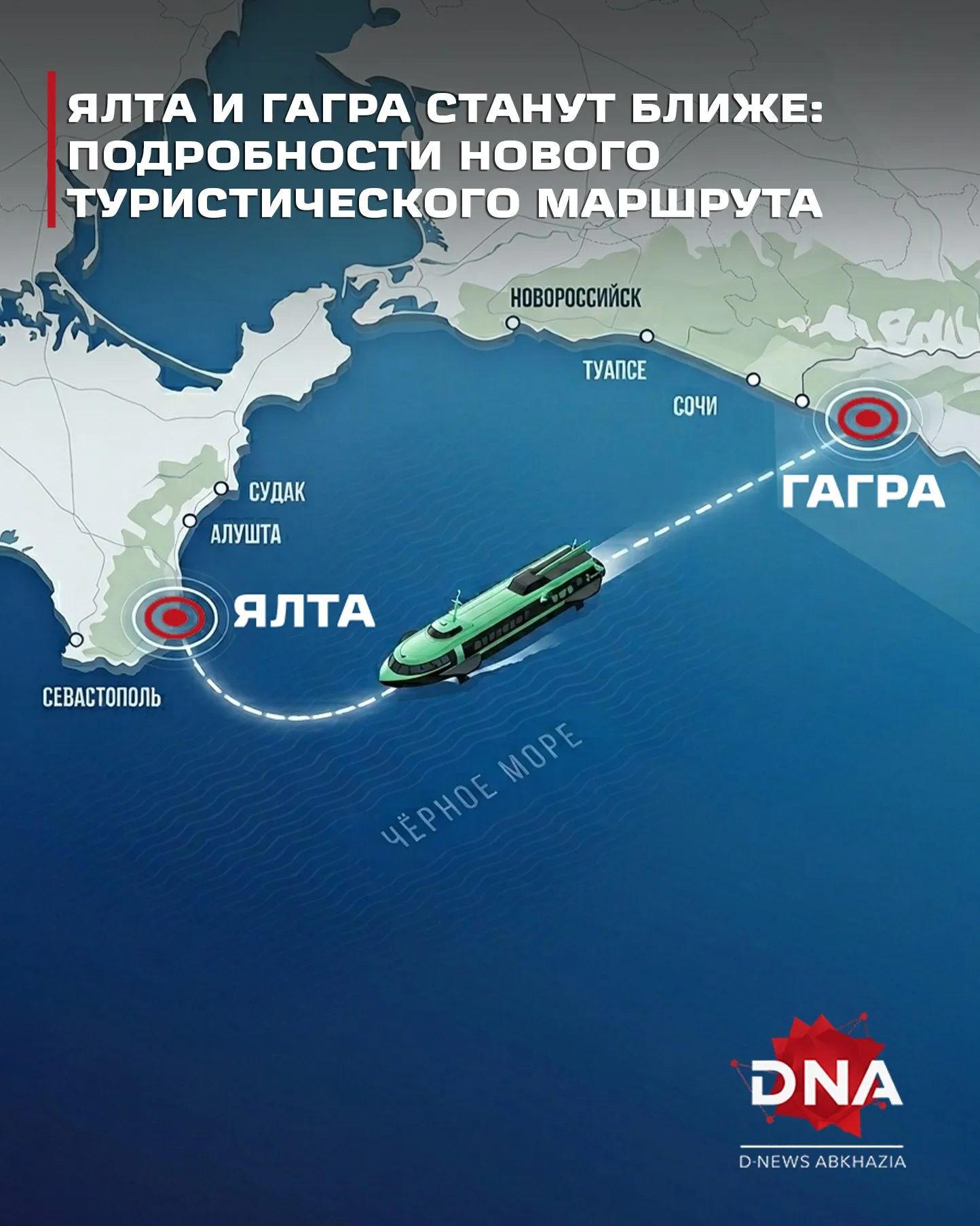 Ялту и Гагру планируют связать прямым морским сообщением Как сообщил замглавы администрации Гагрского района Адамур Цишба проект запуска Кометы между новыми городами побратимами уже находится на стадии обсуждения Несмотря на высокий интерес к маршруту в 2026 году рейс не запустят объекту требуется дополнительная техническая подготовка По предварительным прогнозам скоростные суда свяжут курорты к началу летнего сезона 2027 года D News Абхазия D News Абхазия Отправить новость