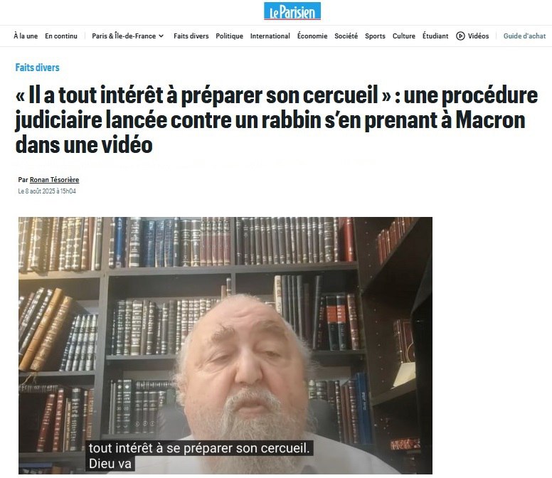 Раввин посоветовал Макрону «подготовить себе гроб»  Так Давид Даниэль Коэн отреагировал на решение президента Франции признать Государство Палестина:  «Бог покажет ему, что значит хотеть быть таким дерзким и хотеть выступать против Бога, который сказал, что эта земля вернется к народу Израиля!»  Сейчас французские правоохранители начали расследование после угроз в адрес Макрона, сообщает Parisien.  Подпишитесь на «Абзац»   Добавьте «Абзац» в ленту «Дзена»
