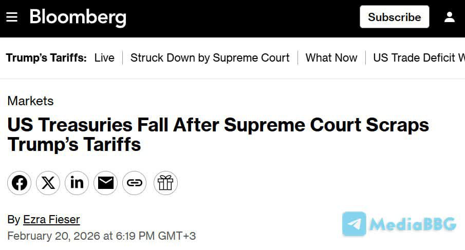 Решение Верховного суда об отмене пошлин Трампа спровоцировало падение гособлигаций США подняв доходность 10 летних бумаг до 4 10 Bloomberg Инвесторы опасаются что потеря таможенных доходов вынудит Минфин резко увеличить объемы заимствований для покрытия бюджетного дефицита и выплаты возможных компенсаций Несмотря на давление на доллар эксперты считают реакцию рынка временной ожидая от Белого дома альтернативных мер по пополнению казны Bloomberg Terminal