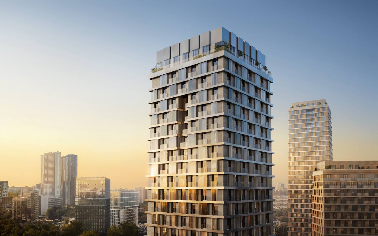 Первая очередь жилого комплекса на улице Обручева получила положительное заключение экспертизы Первый этап строительства включает возведение 27 этажного дома рассчитанного на 197 квартир Всего проект состоит из пяти башен высотой от 16 до 35 этажей Архитектурный облик ЖК разработан бюро ket фасады зданий будут облицованы теплым алюминиевым профилем и оснащены энергосберегающим остеклением Реализацией проекта занимается компания Forma Жилой комплекс возведут по адресу улица Обручева вл 27 stroi news