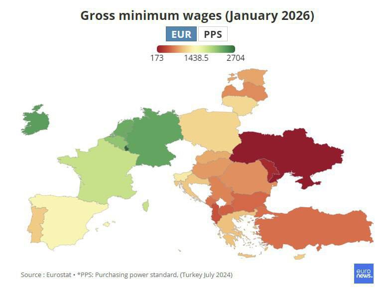 Украина оказалась на последнем месте в Европе по уровню минимальной заработной платы сообщает Евростат Так минимальная зарплата в стране составила эквивалент 173 евро Предпоследнее место заняла Молдова с 319 евро НАШИ РЕСУРСЫ Telegram Tik tok YouTube RUTUBE