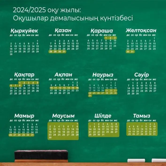 Сколько дней отдохнут казахстанские школьники на зимних каникулах  9 января дети вернутся за парты.    Что произошло  Министерство просвещения опубликовало график зимних каникул казахстанских школьников.   Сколько дней продлятся новогодние каникулы  В общей сложности дети отдохнут на каникулах 10 дней – с 30 декабря 2024 года по 8 января 2025 года включительно.   Дополнительные каникулы для первоклассников  В первых классах дополнительные каникулы составят 7 дней – с 10 по 16 февраля 2025 года включительно.   Когда весенние каникулы  Весенние каникулы продлятся 11 дней – с 21 по 31 марта 2025 года включительно.   читайте в материале на сайте:   –––