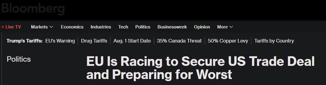 По информации Bloomberg, Европейский Союз планирует заключить торговое соглашение, которое принесет выгоду Соединенным Штатам, даже если это будет невыгодно для самого Союза. Это решение принято с целью избежать увеличения тарифов.