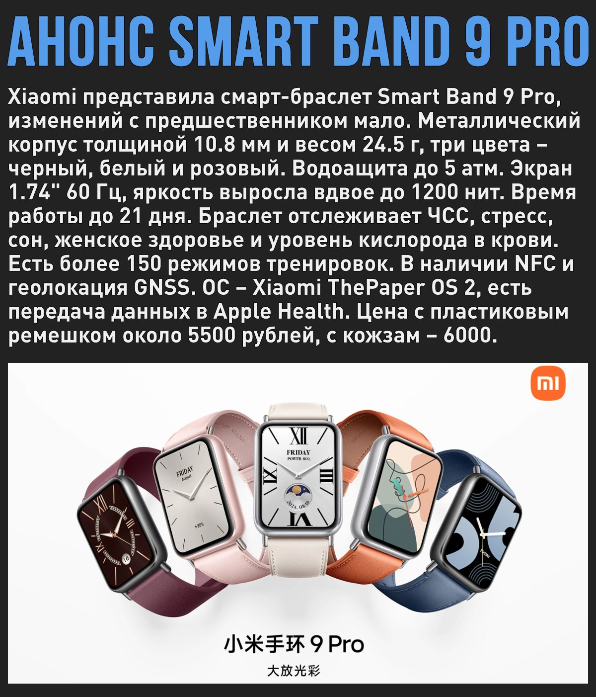 Xiaomi представила умный браслет Smart Band 9 Pro  Мой Компьютер