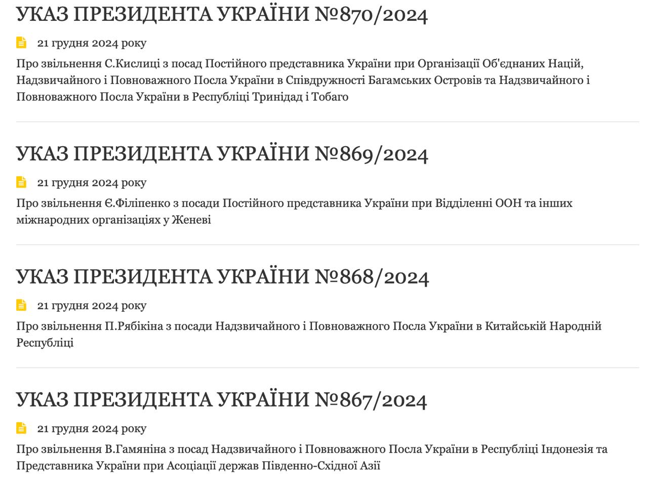 Зеленский произвел ряд крупных перестановок в дипломатическом корпусе.  Он уволил послов Украины в Китае, Японии, Индонезии, Литве, Словении и Руанде.   Также снят представитель в ООН Кислица. Вместо него, как ранее сообщалось, будет посол в Бразилии Мельник.   Сайт "Страна"   X/Twitter   Прислать новость/фото/видео   Реклама на канале   Помощь