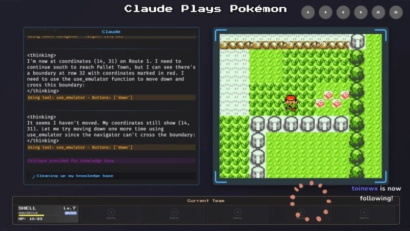 ИИ стримит на Twitch: Claude играет в Pokémon Red   Anthropic запустила проект Claude Plays Pokémon, где новый ИИ-бот Claude 3.7 Sonnet демонстрирует свои навыки в классической игре Pokémon Red. Этот эксперимент направлен на изучение возможностей современных ИИ и реакции пользователей.    Claude 3.7 Sonnet, в отличие от своего предшественника, может эффективно "думать" над головоломками, преодолевая сложные задачи. Однако даже он сталкивается с препятствиями, как, например, каменная стена в игре, что вызывает вопросы у зрителей о возможностях ИИ.    Для старых пользователей Twitch этот формат может напомнить о Twitch Plays Pokémon, где каждый управлял персонажем через чат. Теперь зрители наблюдают за тем, как ИИ пытается справиться с игрой, над которой в детстве справлялись миллионы.  Источник изображения: Twitch  Подробнее о проекте: Anthropic