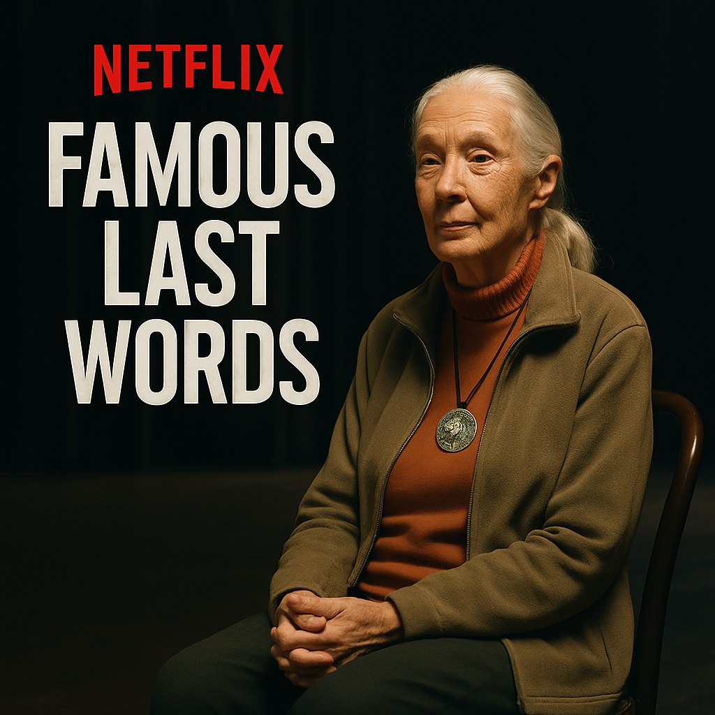 Netflix представил новый шоу Famous Last Words который будет выходить после смерти знаменитостей Первым выпуском стал эпизод с Джейн Гудолл который стал доступен после ее ухода В шоу созданном Брадом Фалчуком известным по American Horror Story проводятся интервью с известными личностями на пустой сцене Гудолл как и другие участники делится своим мнением без опасений о реакции общества В своем последнем интервью она открыто говорит о людях которых не любит включая известных политиков Шоу вдохновлено датским проектом Det Sidste Ord и его концепция предполагает что последующие эпизоды тоже будут содержать откровенные мнения уже ушедших знаменитостей PRO AI OFFICIAL