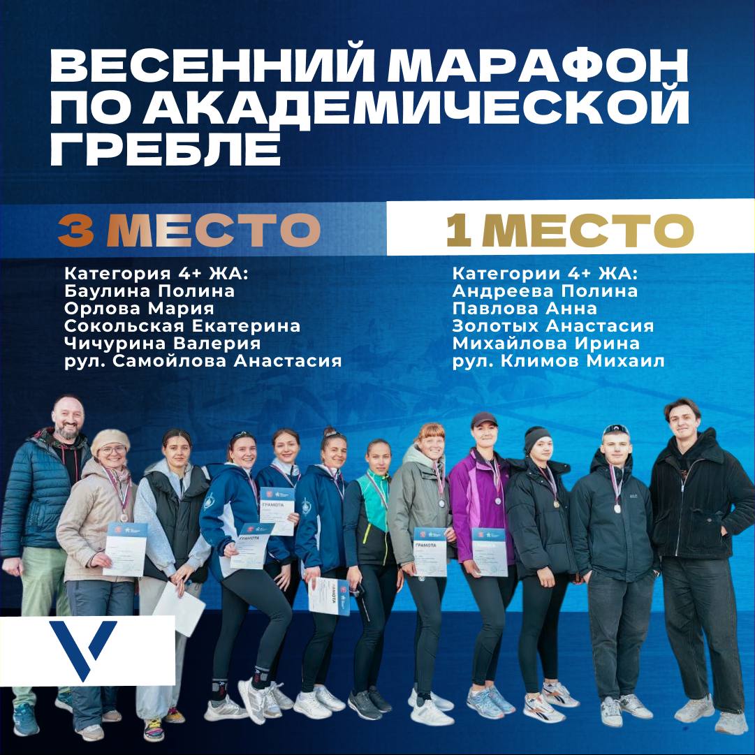 27 апреля состоялись городские соревнования по академической гребле «Весенний марафон» Спортсменки женской сборной ВОЕНМЕХ показали отличные результаты на первом старте Летнего сезона, завоевав свои места на пьедестале! 3 место в категории 4+ в составе: Баулина Полина Орлова Мария Сокольская Екатерина Чичурина Валерия рул. Самойлова Анастасия 1 место в категории 4+ в составе: Андреева Полина Павлова Анна Золотых Анастасия Михайлова Ирина рул. Климов Михаил Поздравляем наших спортсменов! Желаем новых наград по ходу сезона!