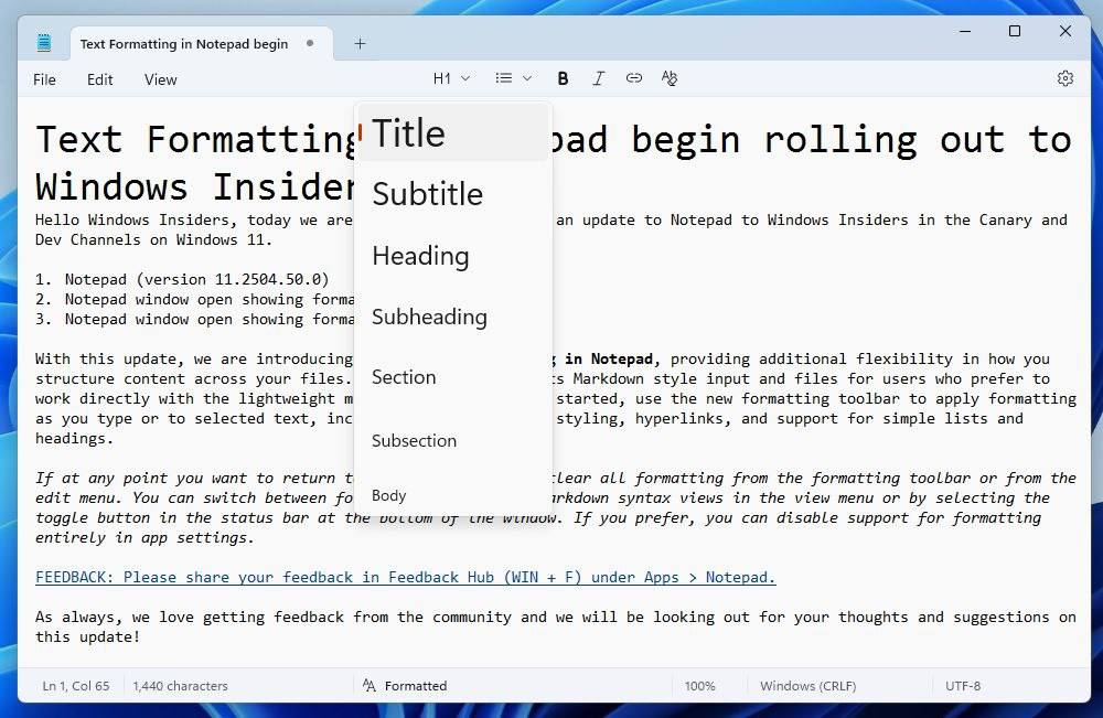 «Блокнот» для Windows 11 получит поддержку Markdown и функции искусственного интеллекта. Теперь в редакторе можно применять заголовки, полужирный шрифт, курсив, списки и ссылки с помощью новой панели форматирования. Также доступна возможность резюмирования текста через Copilot и генерация текста по подсказке. Все функции можно отключить через настройки Обновление вызвало споры: часть пользователей считает нововведения полезными, другая — видит в них отказ от минималистичной сути «Блокнота». Учитывая недавнее удаление WordPad из системы, некоторые предполагают, что Microsoft превращает Notepad в его замену. Новые функции доступны участникам программы Windows Insider Айтишник Подписаться