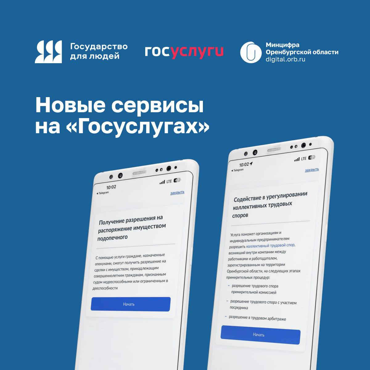 На портале Госуслуги оренбуржцам доступны новые услуги в электронном формате Сегодня 3 февраля на Едином портале государственных услуг функций открыты новые региональные сервисы Содействие в урегулировании коллективных трудовых споров Получение разрешения на распоряжение имуществом подопечного С помощью первого сервиса организации и индивидуальные предприниматели могут получить разъяснение по коллективному трудовому спору между работниками и работодателем внутри компании если она зарегистрирована на территории региона Разрешить трудовой спор можно с участием примирительной комиссии или посредника а также в трудовом арбитраже Вторая услуга поможет опекунам совершеннолетних граждан признанных судом недееспособными или ограниченными в дееспособности оформить разрешение на сделки с имуществом подопечных Чтобы ею воспользоваться достаточно перейти на страницу услуги проверить и дозаполнить данные и сведения прикрепить сканы или фото необходимых документов и отправить заявление Результат поступит в личный кабинет заявителя в указанные на портале сроки Цифровизация государственных услуг осуществляется в рамках национального проекта Экономика данных и цифровая трансформация государства Госуслуги последовательно переводятся в формат жизненных ситуаций создаются единые цифровые сценарии охватывающие жизненные события такие как поступление в университет рождение ребёнка открытие собственного дела выход на пенсию и др Новый подход позволяет сократить количество необходимых документов отказаться от визитов в учреждения и ведомства и существенно сэкономить время благодаря автоматическому заполнению сведений из государственных информационных систем В 2025 году специалистами министерства цифрового развития и связи Оренбургской области на Единый портал государственных услуг функций выведено 34 региональных и муниципальных услуги Присоединяйтесь к нам в MAX