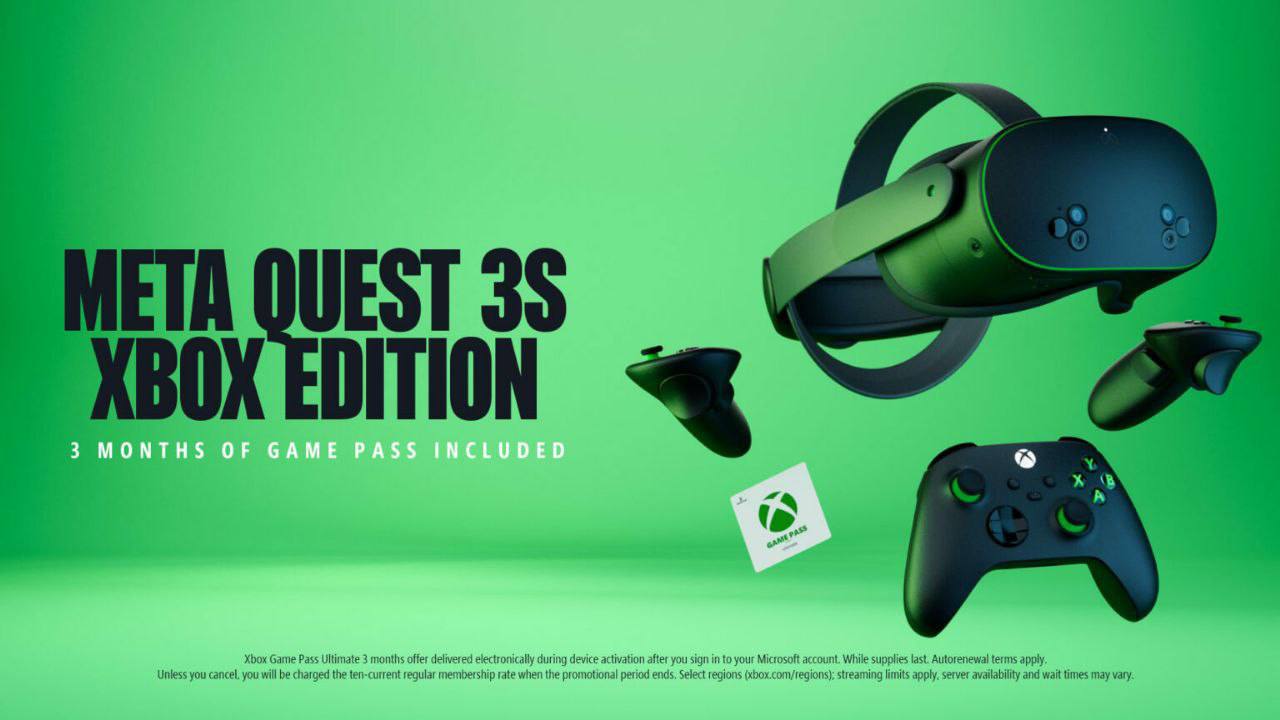 VR-гарнитура Meta Quest 3S Xbox Edition поступила в продажу По словам Microsoft, эта коллаборация станет первым шагом в расширении облачного сервиса Xbox Cloud Gaming на гарнитуры Quest. Устройство выполнено в стилистике Xbox и имеет 128 ГБ встроенной памяти. В комплект также входит контроллер Xbox, ремешок Elite Strap, VR-контроллеры Touch Plus, а также три месяца подписки на Xbox Game Pass Ultimate. VR-гарнитура Quest 3S Xbox Edition уже доступна для покупки в США и Великобритании по цене в $399 ~31 200₽ . Компания Meta признана в России экстремистской организацией.