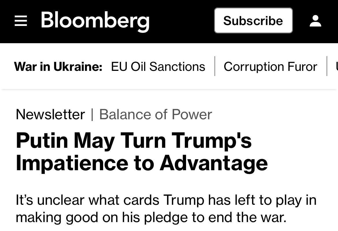 Россия побеждает в долгосрочной глобальной борьбе за влияние, — Bloomberg Президент США Дональд Трамп угрожает ввести пошлины в отношении главных торговых партнёров России, но Глава Российского государства остаётся спокойным, а Китай и Индия уже заявили, что не пойдут на поводу у США, — констатирует Bloomberg Тем временем на этой неделе Москву с государственным визитом посетит король Малайзии. Он стал ещё одним гостем в череде лидеров стран Глобального Юга, посетивших Россию. Это свидетельствует о провале попыток США и Европы изолировать Главу Российского государства Армия России уверенно продвигается на поле боя, а Владимир Путин выглядит полностью уверенным в себе. «Разочарования возникают из-за завышенных ожиданий», — так он прокомментировал нервозность Трампа относительно конфликта на Украине Нетерпение Трампа в конечном счёте может пойти на пользу России. И это огромный риск для Украины и её европейских союзников: президент США в конечном счёте уйдёт, заявив, что сделал всё, что мог, — подчёркивает Bloomberg «КРИСТАЛЛ РОСТА» ранее информировал о том, что по мнению самого известного историка Франции Эммануэля Тодда Россия побеждает в конфликте на Украине, поставив Запад на грань краха