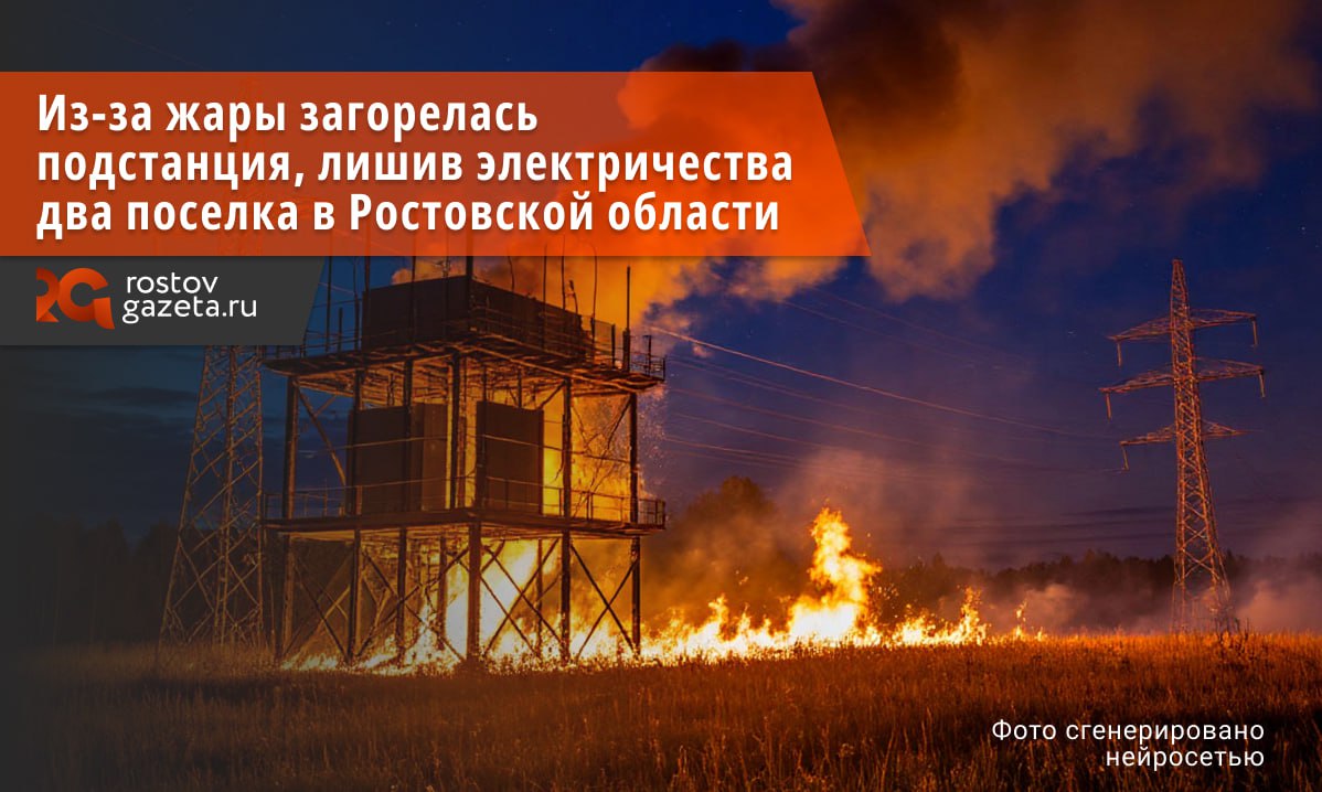 Из-за сильной жары в Ростовской области загорелась электроподстанция, оставив без света жителей двух посёлков. Пожар вспыхнул вечером 7 июля в поселке Двуречье Кагальницкого района. Как сообщил районный глава Владимир Бартеньев, возгорание произошло в связи с перегревом. Из-за происшествия без электричества остались жители Калининского и Иваново-Шамшевского сельских поселений. Полностью потушить пожар удалось лишь через два часа, а восстановить электроснабжение — только к сегодняшнему утру. Подписаться Прислать нам новость