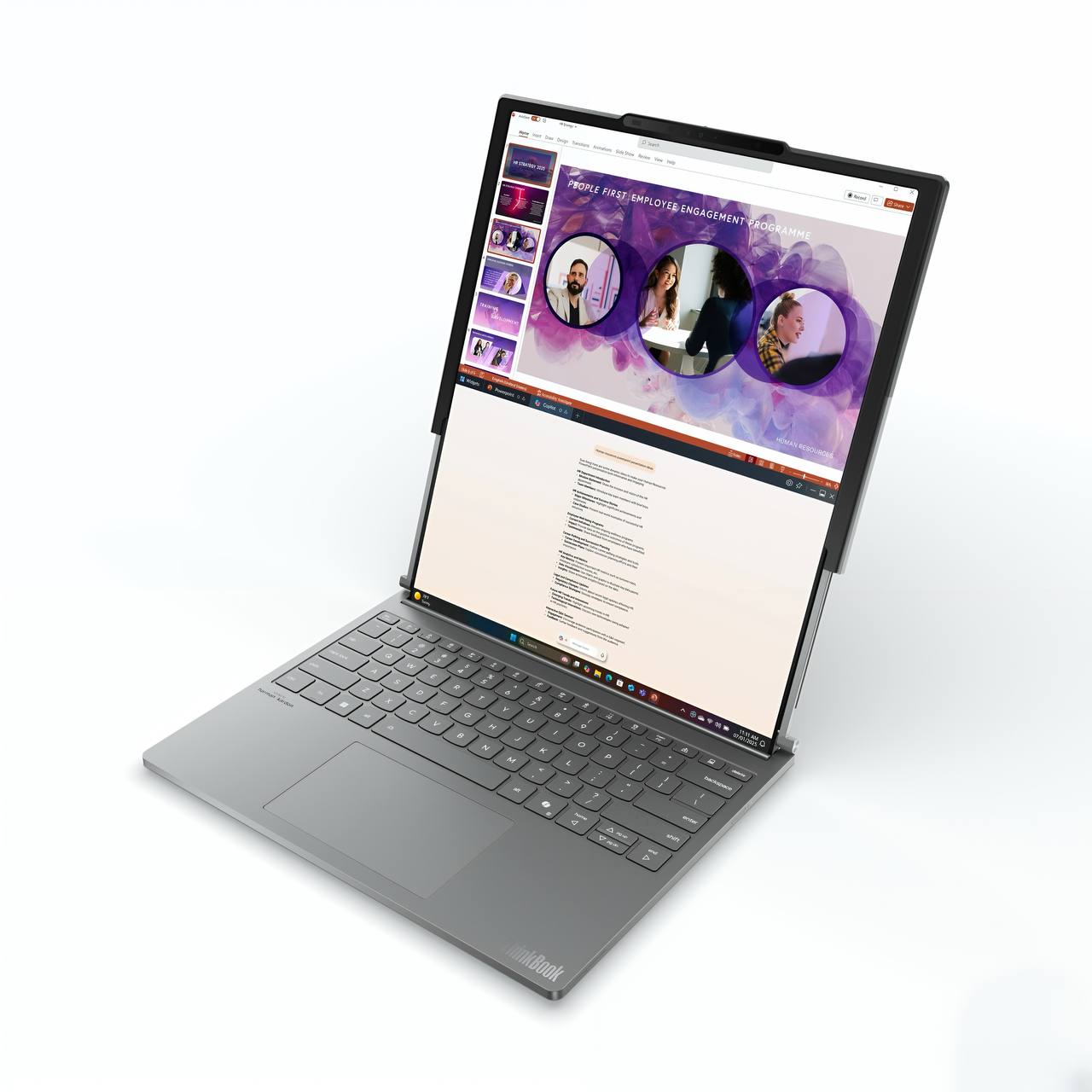 Еще больше пространства для работы Lenovo и Intel анонсировали выход первого в мире ноутбука с выдвижным экраном. На первый взгляд ThinkBook Plus Gen 6 Rollable ничем не отличается от обычных моделей, однако дисплей можно быстро и с легкостью расширить — достаточно просто выдвинуть его вверх. В итоге высота экрана увеличивается с 14 до 16,7 дюймов. На разработку такого девайса ушло два года. Мировые продажи стартуют уже 19 июня.