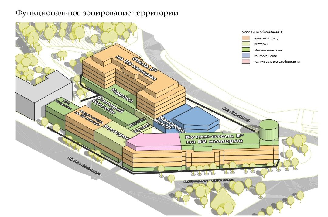 Градостроительный совет города Севастополя одобрил мастерплан комплексного освоения территории бывшего ЦКБ «Черноморец» В рамках проекта будут проведены работы по реконструкции зданий на Нахимова, 19, 21 и Воронина, 10. Также планируется строительство подземного паркинга. Документацию разработали специалисты архитектурного бюро «Основа». Кроме того, будет восстановлен «Дом Кондакова». Архитекторы предлагают воссоздать утерянный исторический облик здания, выполнив отделку основного объёма и декоративных элементов в штукатурке и камне, скатную кровлю сделать фальцевой – для воссоздания исторического облика, а башни выполнить с использованием кровельной шашки. Вести Севастополь