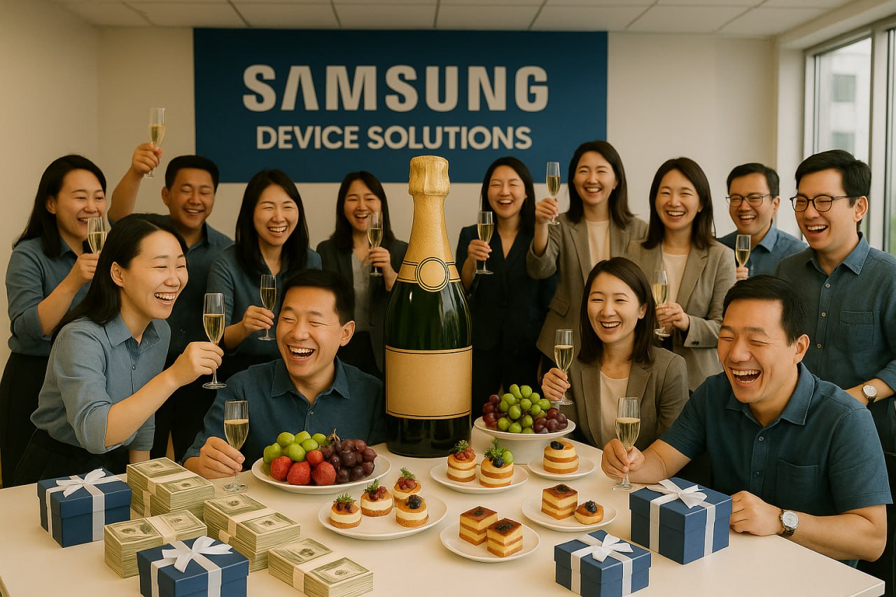 Samsung выплатит сотрудникам DRAM подразделения премию Работники подразделения Device Solutions отвечающего за выпуск памяти и чипов хорошо потрудились в этом году и получат бонус в размере до 100 базового оклада за второе полугодие Рост цен на DRAM повышенный спрос со стороны ИИ сектора и подготовка поставок HBM3E для NVIDIA существенно увеличили выручку При этом основной вклад в прибыль по прежнему вносит классическая DRAM включая DDR5 и LPDDR5X Выплаты сотрудникам других подразделений будут скромнее Мой Компьютер