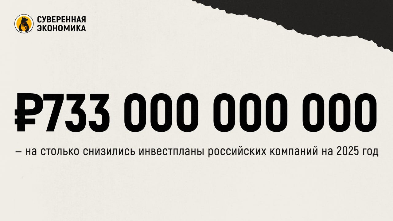 733 000 000 000 на столько снизились инвестпланы российских компаний на 2025 год Российские компании публично заявили о снижении инвестиционных планов на этот год на 733 млрд по сравнению с 2024 подсчитали в Институте экономики роста имени Столыпина Среди причин высокая ключевая ставка падение спроса нехватка кадров высокая инфляция и изменение стратегий За основу исследования взяли финансовую отчетность и высказывания топ менеджмента Сократили планы к примеру Газпром Норникель Русал Северсталь и другие Самое большое снижение пришлось на РЖД 890 9 млрд в этом году против 1 3 трлн в 2024 Стоит отметить что принятый инвестплан не равен выполненному Проводимый ЦБ опрос показал что 17 предприятий снизили свою инвестиционную программу на 2025 по сравнению с первоначальной задумкой Однако около 1 4 компаний смогут потратить больше остальные оставили план без изменений В 2025 бизнес был в наиболее тяжелом положении из за высокой ключевой ставки которая больше полугода была на уровне 21 Заемные деньги дорогие внутренний спрос сокращается свободных средств остается мало Снижение ключа облегчит ситуацию но полностью этот эффект проявится только спустя 3 6 кварталов считают эксперты Поэтому в ближайшие годы на фоне накопленных дисбалансов мы можем столкнуться с инвестиционным провалом что в свою очередь угрожает стабильному росту экономики