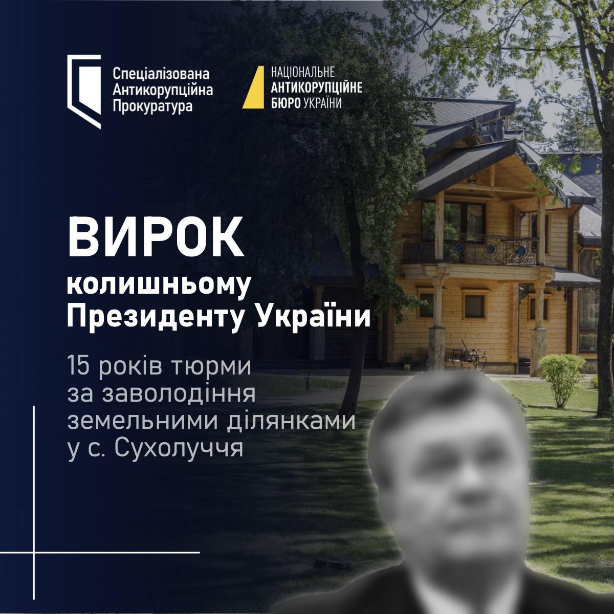 Бывший президент Янукович получил еще 15 лет тюрьмы в Украине по делу о завладении угодьями Сухолучья Приговор вынес ВАКС Речь идет о земельном участке лесного фонда на территории Сухолуцкого сельсовета в Киевской области площадью 17 5 га и ориентировочной стоимостью более 22 млн грн который Янукович получил в 2007 году еще в должности премьера страны В 2009 2011 годах на этом участке был построен гостинично ресторанный комплекс который использовался бывшим президентом для личных нужд Отметим что это третий приговор Януковичу в Украине Ранее его осудили на 13 лет за госизмену и пособничество в ведении агрессивной войны против Украины и на 15 лет за организацию незаконной переправки лиц через границу НАШИ РЕСУРСЫ Telegram Tik tok YouTube RUTUBE