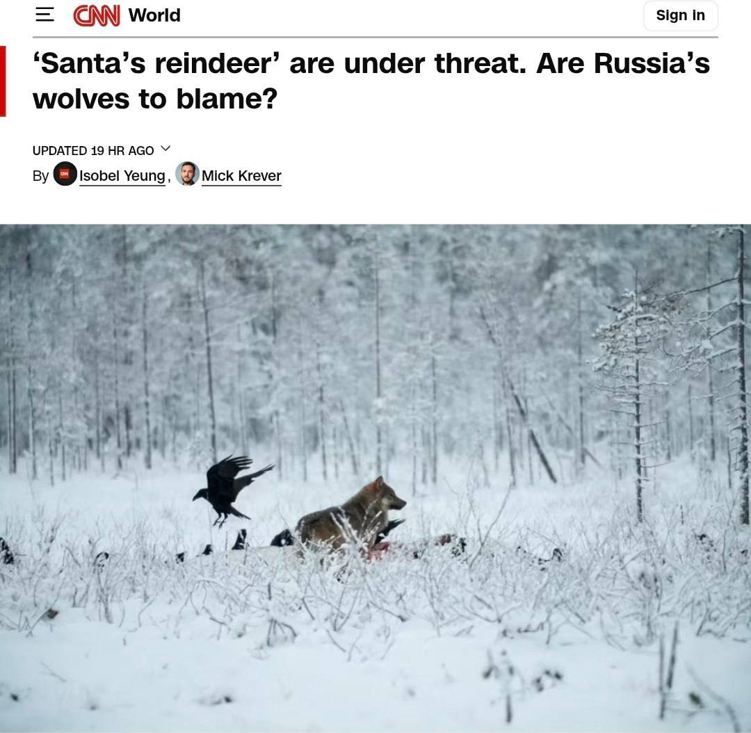 В Финляндии заявили что оленей Санта Клауса убивают российские волки По данным CNN местные жители считают что хищники пересекают границу между странами и нападают на животных Почти 2 000 северных оленей погибли из за волков вдвое больше чем в прошлом году НАШИ РЕСУРСЫ Telegram Tik tok YouTube RUTUBE