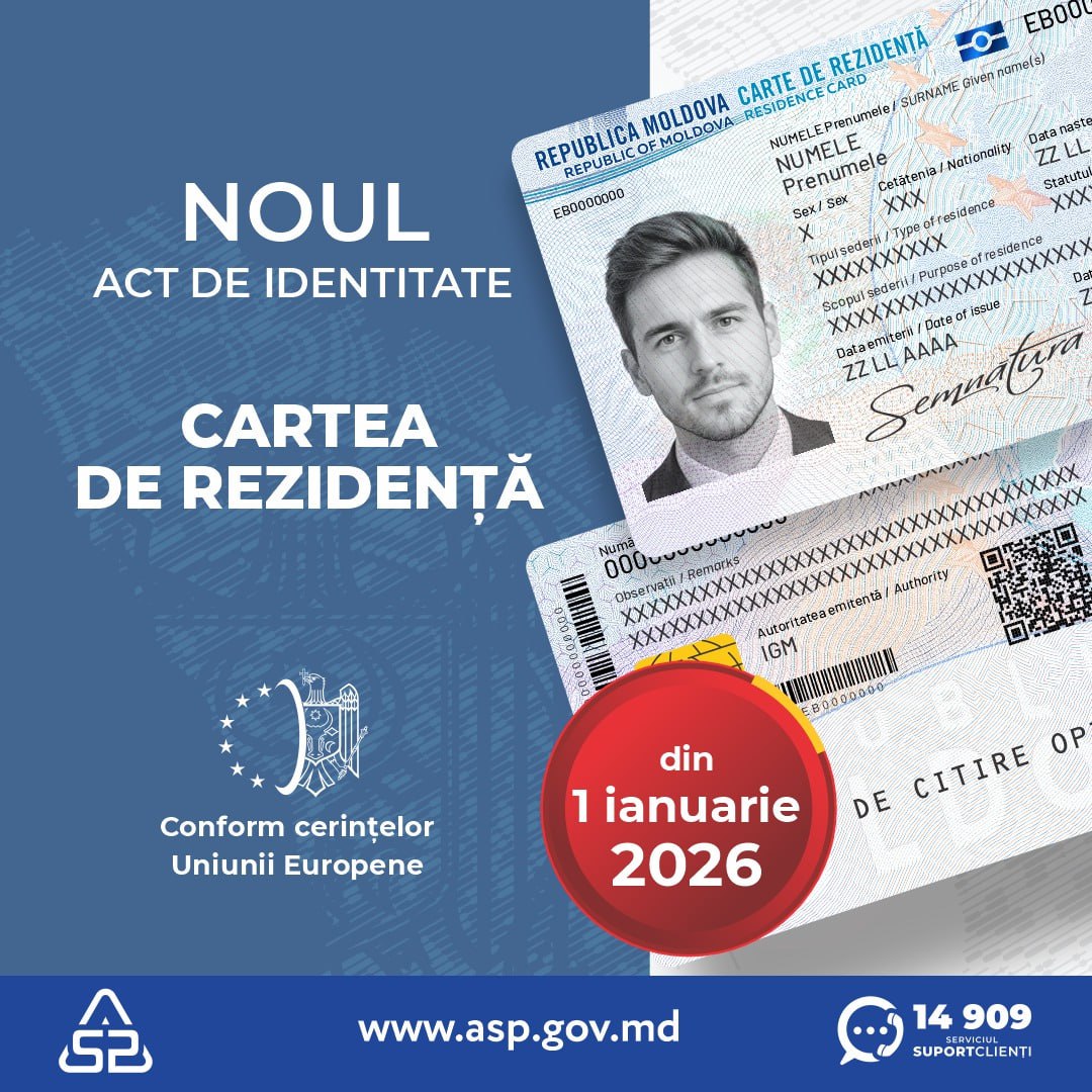 С 1 января 2026 года в Молдове будет введена Карта резидента В Агентстве государственных услуг сообщили что это будет современный документ с высоким уровнем защиты соответствующий европейским стандартам Карта будет выдаваться иностранцам с правом на пребывание лицам без гражданства беженцам и получившим гуманитарную защиту Документ будет иметь формат банковской карты с биометрическими данными и электронной подписью Подпишись на Moldova Liberă
