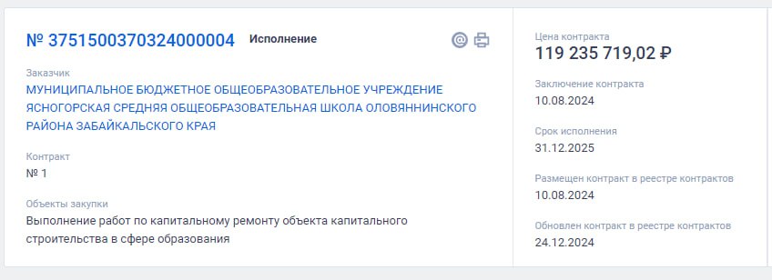 Детей в Ясногорске отправили учиться дистанционно из-за капитального ремонта в школе   Интересная ситуация получилась. Дети вынуждены учиться дистанционно, так как строители не успели сделать ремонт за праздники - заявил собеседник издания.  По словам родителей школьников, они подписывали согласие на проведение уроков в дистанционном формате с 13 по 31 января. Уроки проводятся на образовательной платформе «Сферум».  Как им сообщили в администрации школы, такая мера связана с тем, что завершаются некоторые работы, устраняются выявленные недостатки и замечания Роспотребнадзора по организации питания.  Родители отметили, что относятся к данной ситуации с пониманием, так как ремонта в школе не было около 40 лет.  Дозвониться до администрации школы и подрядчика не получилось. _______________ Контракт на работы был заключен в августе с ООО «Строительная компания «Гранит». Срок исполнения – до 31 декабря 2025 года, стоимость – 119,2 млн рублей. Директором и учредителем является Салавди Тамаров. Компания зарегистрирована в 2005 году в Чите. Средняя численность работников – 9 человек.