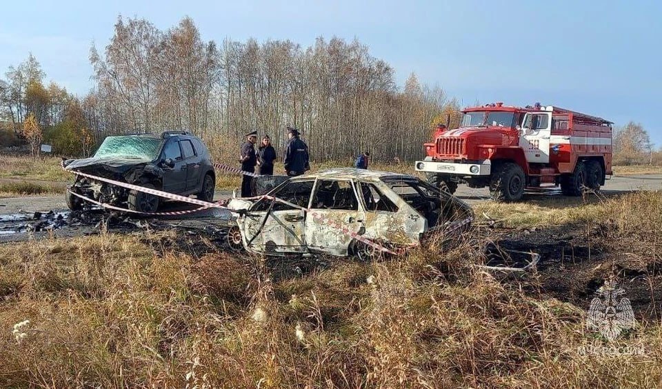 В ДТП с горящим автомобилем в Челябинской области погибли три человека  В Челябинской области случилось ДТП с тремя погибшими. Об этом 7 октября сообщили в пресс-службе регионального МЧС. Два легковых автомобиля столкнулись на трассе Верхнеуральск - Петропавловский, после чего один из них загорелся.  В итоге погибли три человека, еще троим надобилась медицинская помощь. Их госпитализировали.   На место выезжали сотрудники МЧС, они потушили горящую машину. Обстоятельства аварии выясняются.