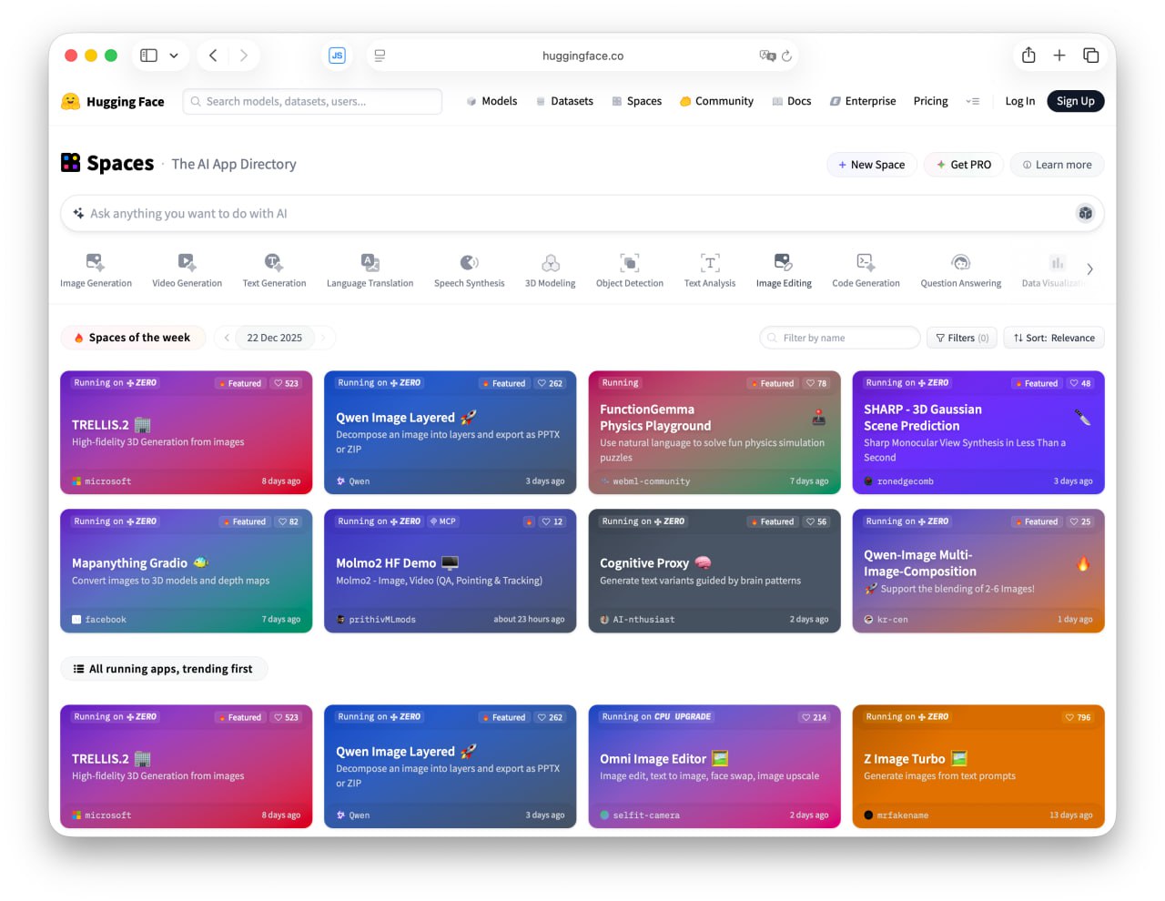 Hugging Face собрали огромную библиотеку бесплатных нейронок там можно найти почти 500 тыс моделей под любые задачи Есть простые чат боты апскейлеры и редакторы картинок генераторы музыки и нейронки для распознавания лиц Все можно искать через удобные фильтры Большинство инструментов запускаются прямо на сайте Забираем по ссылке