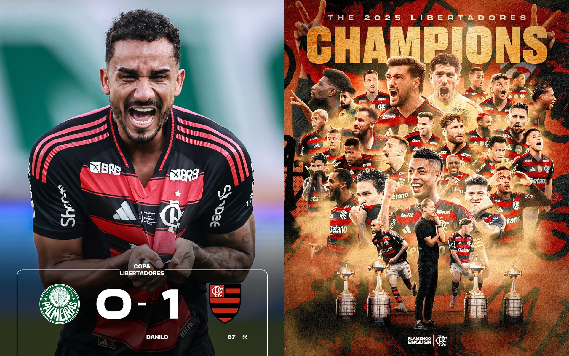 Фламенго в третий раз за шесть лет забирает Кубок Либертадорес В финале бразильцы минимально обыграли Палмейрас благодаря голу звездного Данило известного по выступлениям за Реал Сити и Юве