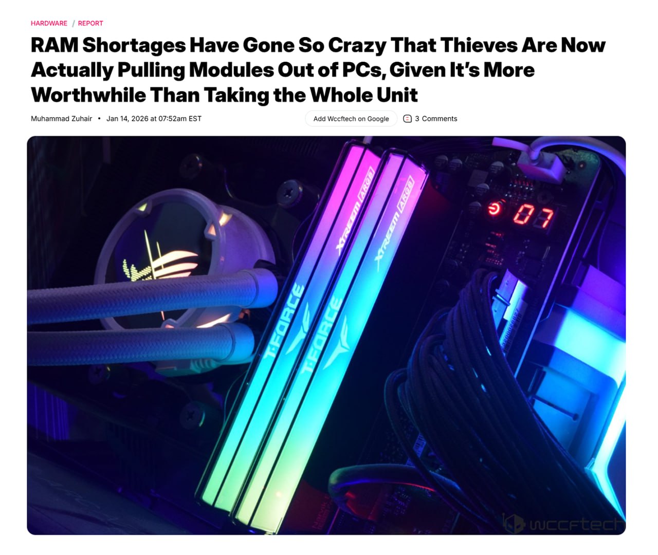 Воры начали красть ОПЕРАТИВКИ из офисов грабители не берут ничего больше В Южной Корее злоумышленник пробрался в конструкторский отдел одного завода и вынес только плашки ОЗУ Вор разбил защитное стекло сбоку компьютера и убежал забрав лишь оперативную память Украдено в общей сложности 4 модуля Micron CL46 5600 32 ГБ Геймеры рвутся в криминал