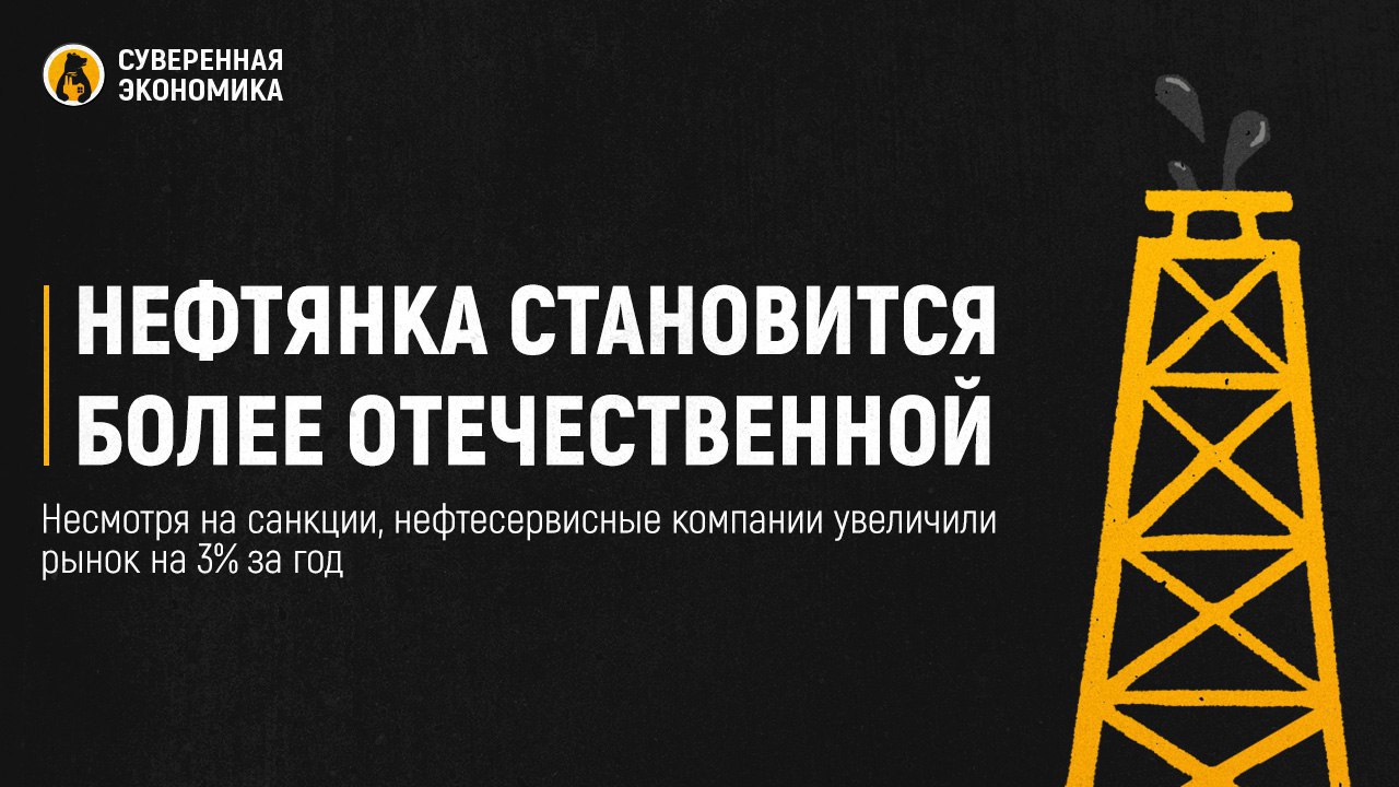 Нефтянка становится более отечественной — несмотря на санкции, нефтесервисные компании увеличили рынок на 3% за год  Российский рынок нефтесервиса в 2024 достигнет исторического рекорда в ₽2,29 трлн. Это не предел, поскольку импортозамещение отрасли в самом разгаре, а мировой спрос на наше черное золото стабильно высокий. До СВО на иностранцев приходилось 52% услуг по геологоразведке, бурению скважин, обслуживанию оборудования, ПО и так далее.   Россия — один из крупнейших рынков в мире, зарубежные игроки здесь хорошо зарабатывали. Но в 2022 они громко заявили, что покидают нас, а их место заняли наши компании. Правда, есть несколько проблем. Существует нехватка высокотехнологичных нефтесервисов, что создаст риски для 20% добычи к 2030 году. Мы зависим от зарубежного оборудования, особенно от того, которое используется для разработки шельфов. Доля иностранного ПО в отрасли оценивается в 70%. Те, кто не успел купить нужное оборудование, уже жалуются на сложности с трансграничными платежами.   Объем господдержки проектов в отрасли с 2015 составил ₽60 млрд, наши компании разработали 140 видов импортозамещающей продукции. Конечно, за несколько лет невозможно насытить нефтянку собственным оборудованием — слишком уж огромный сектор. Но направление для работы выбрано правильно.