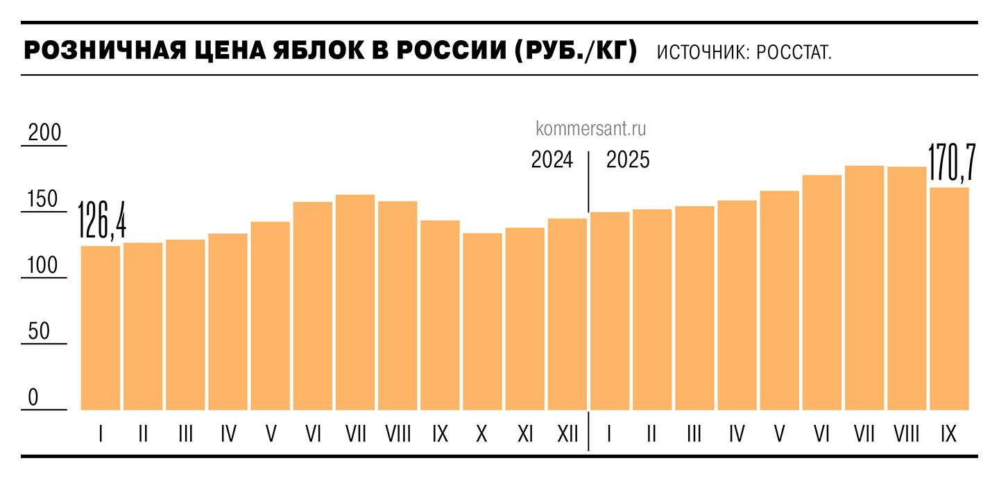Средняя цена яблок за год выросла на 14 и превысила 140 руб кг Причины весенние заморозки и засуха рост себестоимости логистика труд материалы сокращение дешёвого импорта Подорожали и концентраты 20 25 что ударило по производителям соков детпитания кондитерки и даже пива economylive