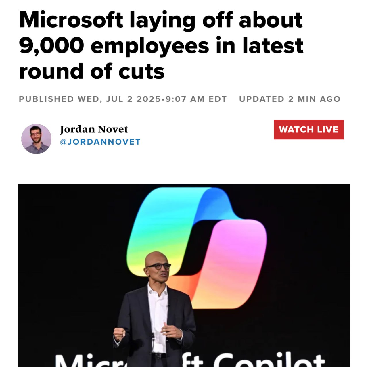 Microsoft внезапно уволили сразу 4% своего штата — под сокращения попали 9000 человек.  Больше всего досталось подразделению Xbox. Из-за увольнений пришлось отменить разработку игр Everwild, Perfect Dark и Blackbird.  Это второе массовое сокращение всего за два месяца. С начала мая из компании уволили уже больше 15 тыс. человек.  Microsoft говорят, что избавляются от лишних менеджеров. Но в мае на улицу отправили около 1000 разработчиков. Многих из них просто заменили на ИИ.