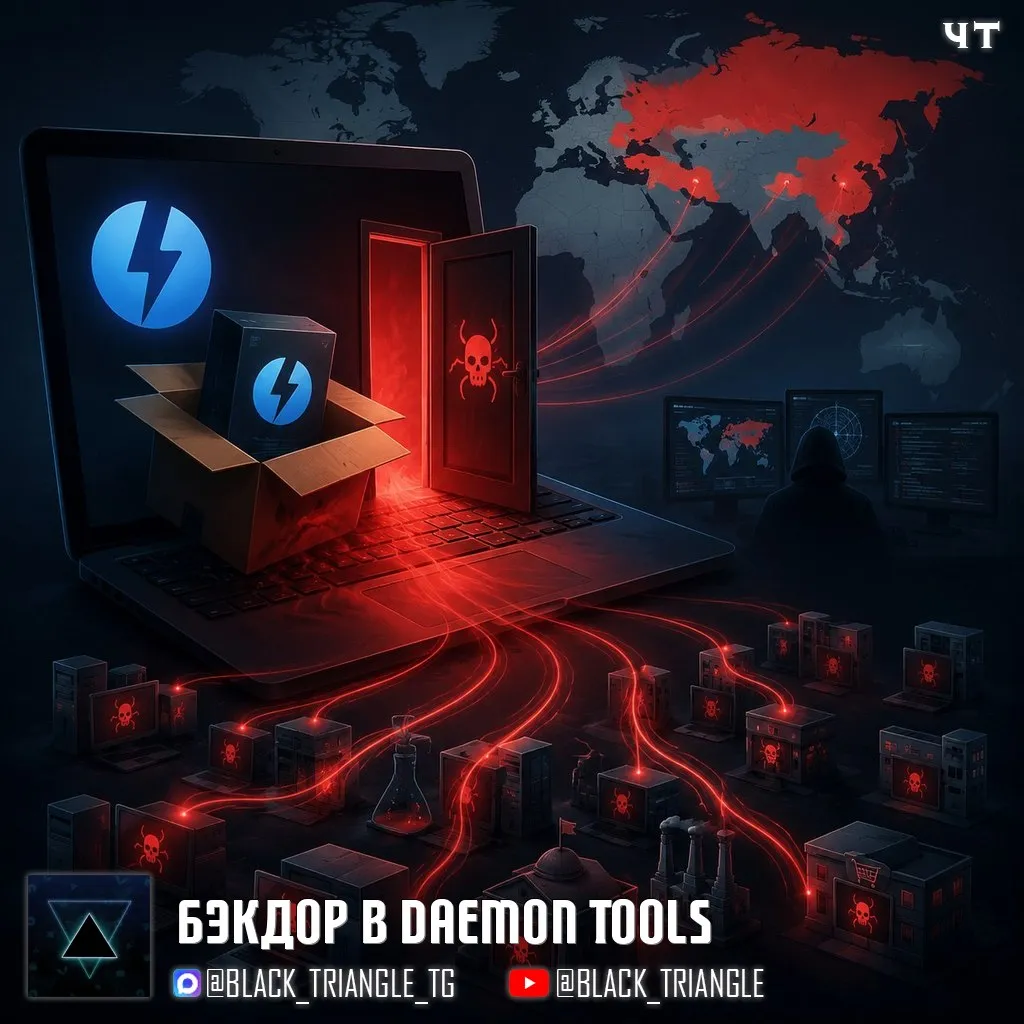 Daemon Tools раздавал бэкдор через официальные обновления почти месяц Установщики Daemon Tools популярного приложения для монтирования образов дисков с 8 апреля распространяли вредоносную нагрузку Файлы скачивались с официального сайта разработчика и были подписаны его легитимным цифровым сертификатом Затронуты Windows версии с 12 5 0 2421 по 12 5 0 2434 Заражённый исполняемый файл запускает закладку при загрузке системы Первичная нагрузка собирает MAC адреса имена хостов DNS домены список процессов установленное ПО и системные локали после чего отправляет всё это на C2 сервер атакующих Пострадали тысячи машин более чем в 100 странах в первую очередь Россия Бразилия Турция Испания Германия Франция Италия и Китай Около 10 заражённых систем принадлежат организациям Самое интересное следующая стадия Дополнительный пейлоад получили лишь 12 машин в государственных научных производственных и ритейл структурах России Беларуси и Таиланда Это минималистичный бэкдор умеющий выполнять команды скачивать файлы и запускать шеллкод прямо в памяти На одной машине российского образовательного учреждения нашли отдельный более сложный имплант QUIC RAT Он инжектит код в notepad exe и conhost exe и поддерживает связь с C2 по HTTP UDP TCP WSS QUIC DNS и HTTP 3 Точечная доставка второй стадии говорит о целевом характере операции цели кибершпионаж или big game hunting пока не определены Если у вас плохо прогружаются файлы всё также доступно в канале в MAX News Soft Hacker