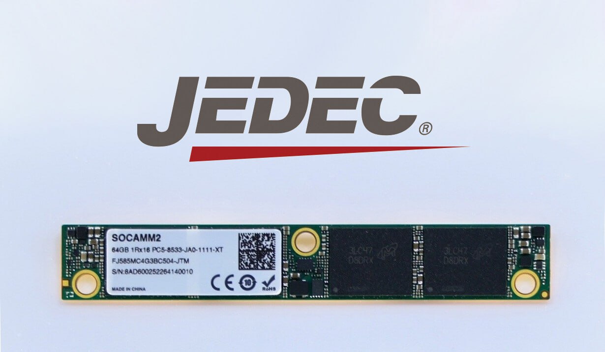 JEDEC утвердила стандарт SOCAMM2 для LPDDR5X JEDEC завершила разработку стандарта SOCAMM2 низкопрофильных модулей LPDDR5 5X для серверов ИИ Стандарт обеспечивает скорость до 9 6 Гбит с на контакт при сниженном энергопотреблении что особенно важно для компактных ЦОД следующего поколения Следи за новостями VA PC Наш менеджер для связи
