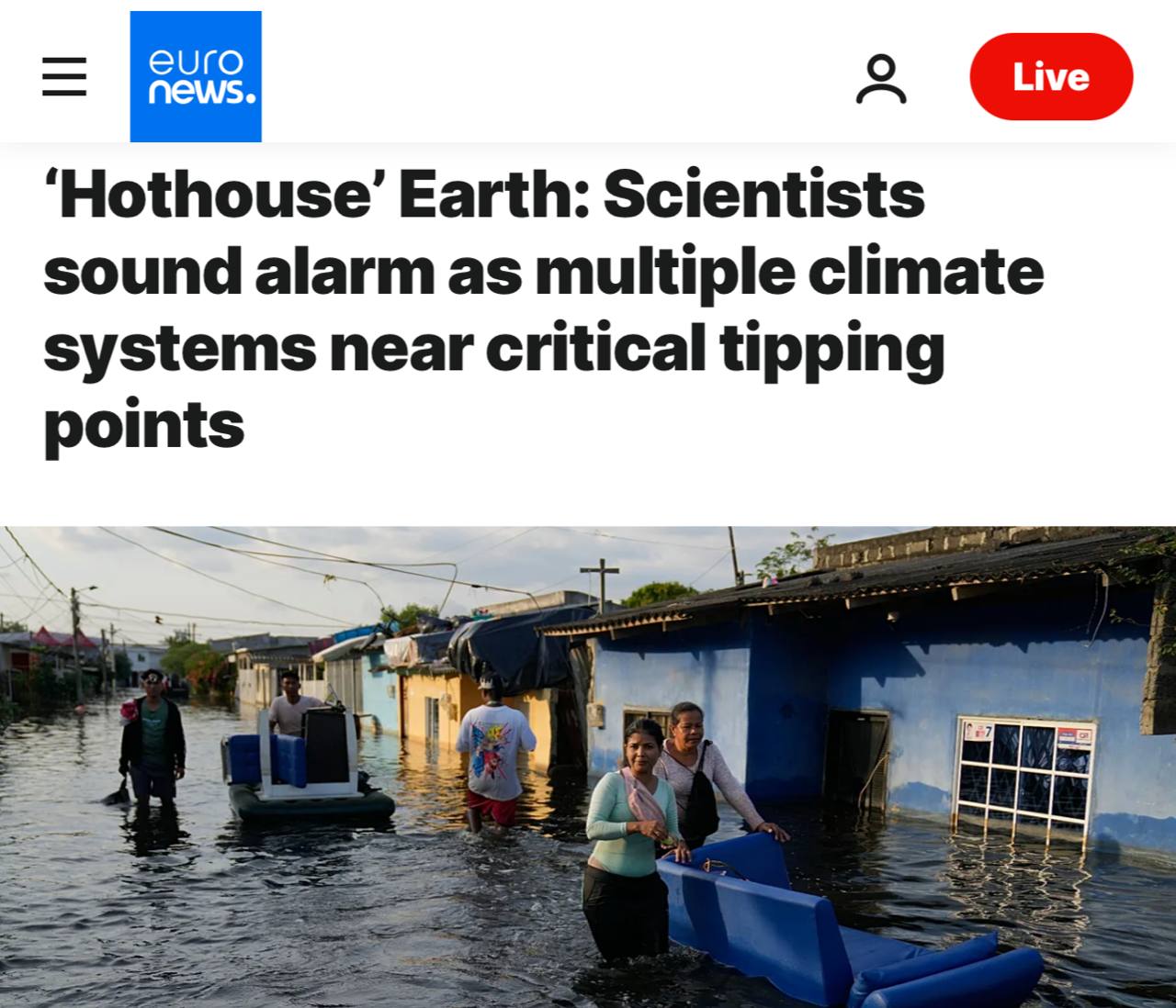 Климат Земли близок к переходу в режим неуправляемого парника Международный коллектив климатологов пришел к выводу что сразу 16 ключевых климатических индикаторов близки к тем значениям которые переведут климат Земли в неустойчивое состояние и превратят ее в неуправляемый парник Это приведет к выделению больших количеств парниковых газов что усилит глобальное потепление и непредсказуемо повлияет на другие системы Климат Земли стабилизировался примерно 11 тысяч лет назад после серии колебаний между ледниковыми периодами и межледниковыми оттепелями длиной примерно в миллион лет В последние годы возникла угроза повторной дестабилизации климатического режима планеты что связано с быстрым ростом концентрации парниковых газов в атмосфере Земли и другими следствиями деятельности человека geonrgru YouTube sponsr ru