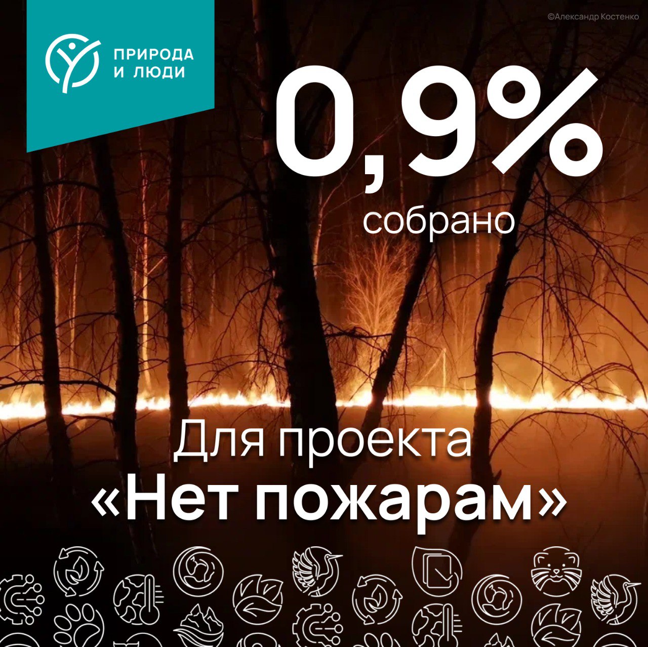 На тушение пожаров собрано меньше 1%. А сезон уже начался. Каждый год в России сгорают миллионы гектаров лесов и степей. Гибнут животные, разрушаются экосистемы, страдают люди. Более 90% пожаров возникают по вине человека. Мы можем это изменить — но действовать нужно уже сейчас. Фонд «Природа и люди» помогает добровольным пожарным бригадам и сотрудникам заповедников и других ООПТ в регионах, где особенно велика угроза огня. Мы передаём экипировку, оборудование, поддерживаем рейды и создаём инфраструктуру для предотвращения пожаров. Но без вашей поддержки мы не справимся. Поддержите проект «Нет пожарам». Узнайте, как помочь природе: фонд «Природа и люди»