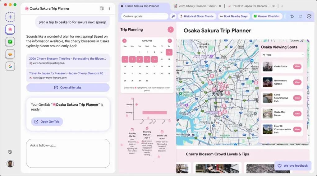 Google представила браузер Disco полностью построенный на ИИ Gemini 3 Он умеет автоматически организовывать вкладки создавать мини приложения и интерактивные проекты на основе открытых страниц и истории чатов Пользователю достаточно обычного запроса на простом языке а нейросеть сама составит планы объединит ссылки и сохранит нужную информацию от маршрутов путешествий до программы питания bg ru bg city city news 30755 disco google Большой Город