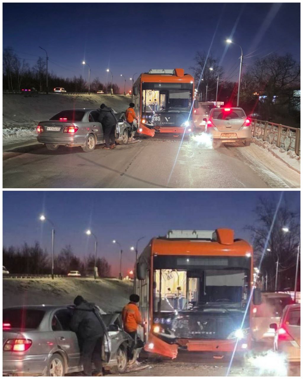 На улице Трехгорной в Хабаровске легковушка врезалась в троллейбус Сегодня утром водитель Nissan Bluebird потерял управление на выехал на встречную полосу и столкнулся с маршрутным троллейбусом Пострадавших в результате аварии нет Хабаровскоп уже в MAX