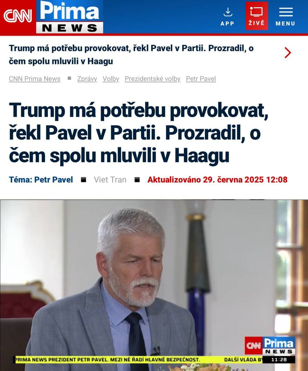 #Вмире. Лидеры ЕС на саммите НАТО давили на Трампа из-за России — он колеблется Президент Чехии Петр Павел заявил в интервью CNN Prima NEWS, что на прошлой неделе на саммите НАТО европейские лидеры призывали Дональда Трампа занять более жёсткую позицию в отношении России. Однако, по словам Павела, американский лидер «по-прежнему колеблется» и не даёт чётких сигналов канал - Безумный мир