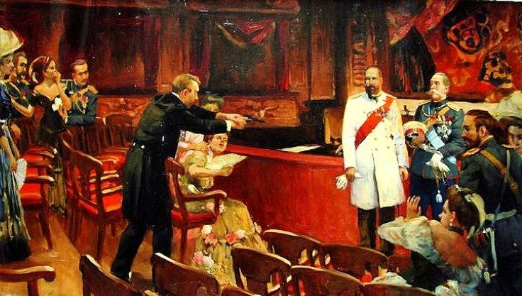 1 14 сентября 1911 года в Киеве эсер Богров смертельно ранил Петра Аркадьевича Столыпина Председатель Совета министров России П А Столыпин был ранен двумя пулями выпущенными из пистолета эсером Д Богровым который был одновременно агентом охранного отделения Ему выдал пригласительный билет начальник Киевского охранного отделения Кулябко с ведома высших руководителей политического сыска В последствии Кулябко взял всю вину на себя так как Богров ввёл его в заблуждение насчёт готовящегося покушения в театре где присутствовал и сам Николай II Богрова заподозрили в провокаторстве коллеги по партии и он решил совершить теракт что бы снять с себя подозрения В деле было много неясностей которые вызывают разные толки до сих пор Столыпин скончался 5 18 сентября и был похоронен в Киеве он завещал похоронить себя там где его убьют После выстрела он перекрестил царскую ложу и сказал Счастлив умереть за царя Богров был казнён сотрудники охранки были освобождены от ответственности императором