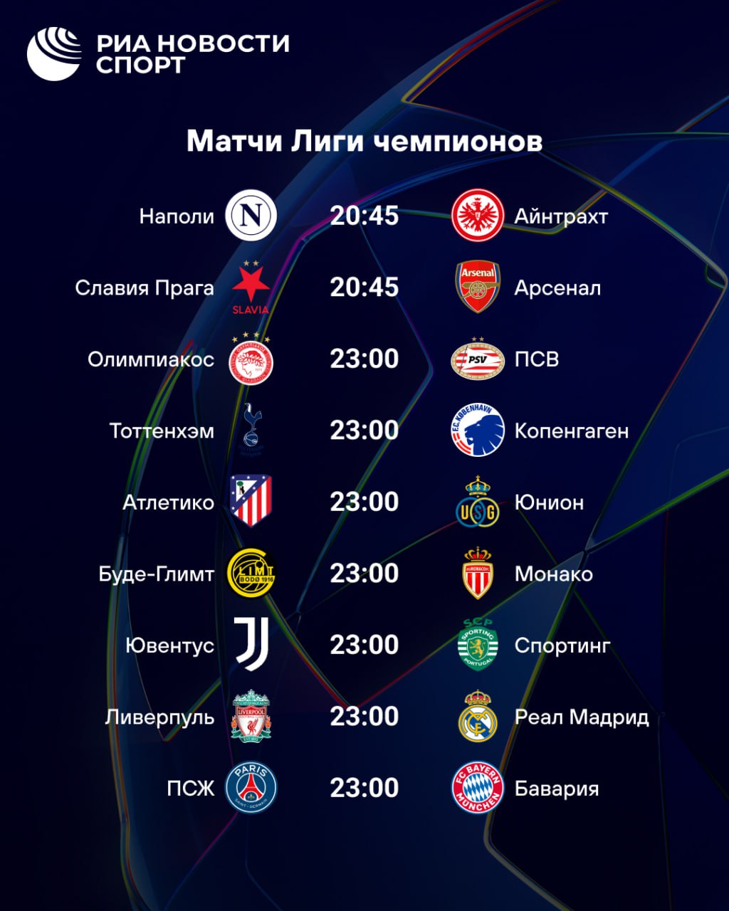 Уже через час стартует четвертый тур Лиги чемпионов Какие матчи будете смотреть Подписывайтесь на РИА Новости Спорт в MAX